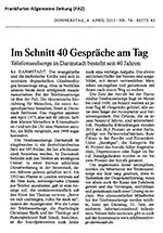 40jähriges Jubiläum - Veröffentlichung der Frankfurter Allgemeinen Zeitung, 04.04.13.